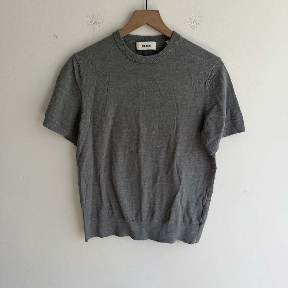 Buck Mason Avalon Knit Classic Tee Mens Size M Heather Gray 100% Cotton Casual